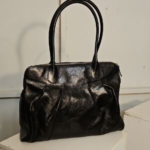 Elegant Black Leather Tote Bag